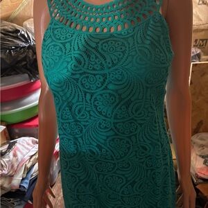 Women’s Teal Sleeveless Lace Dress Size 6